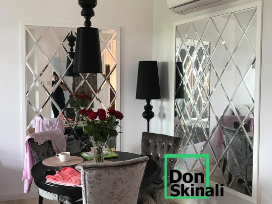  Lustra srebrne z fazowaniem, piaskowaniem,podświetleniem